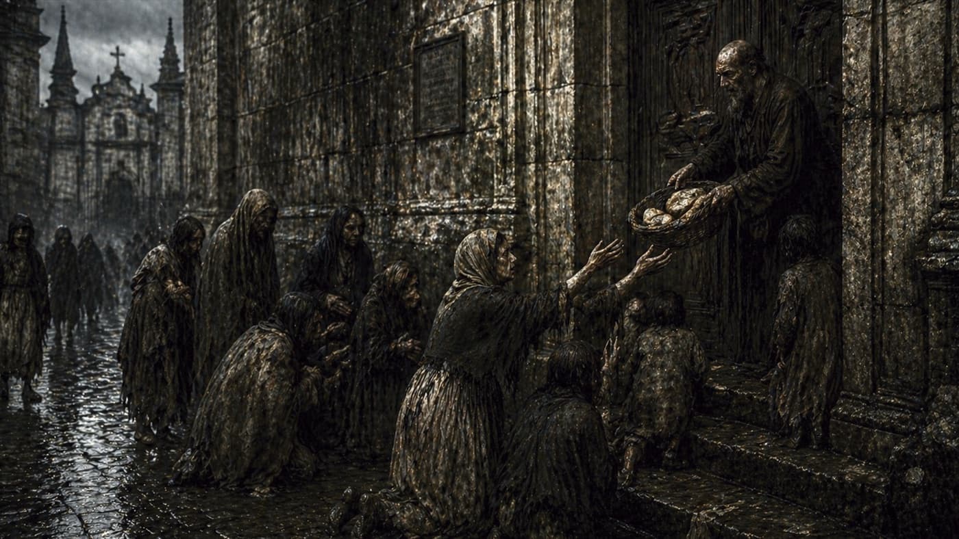 Scena in penombra della vecchia Madrid che illustra le leggende del free tour dei misteri