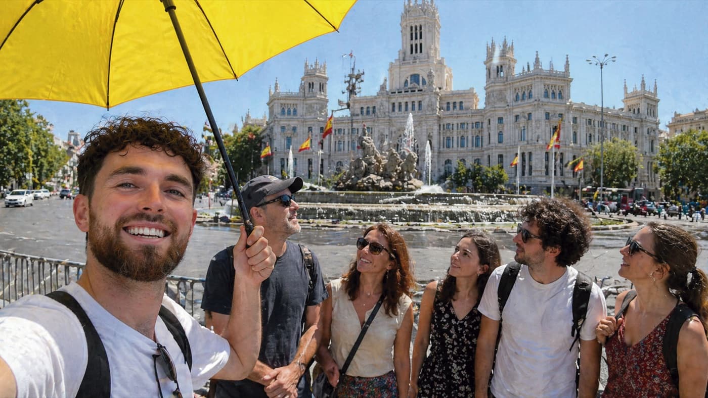 Plaza de Cibeles con el Palacio de Comunicaciones al fondo